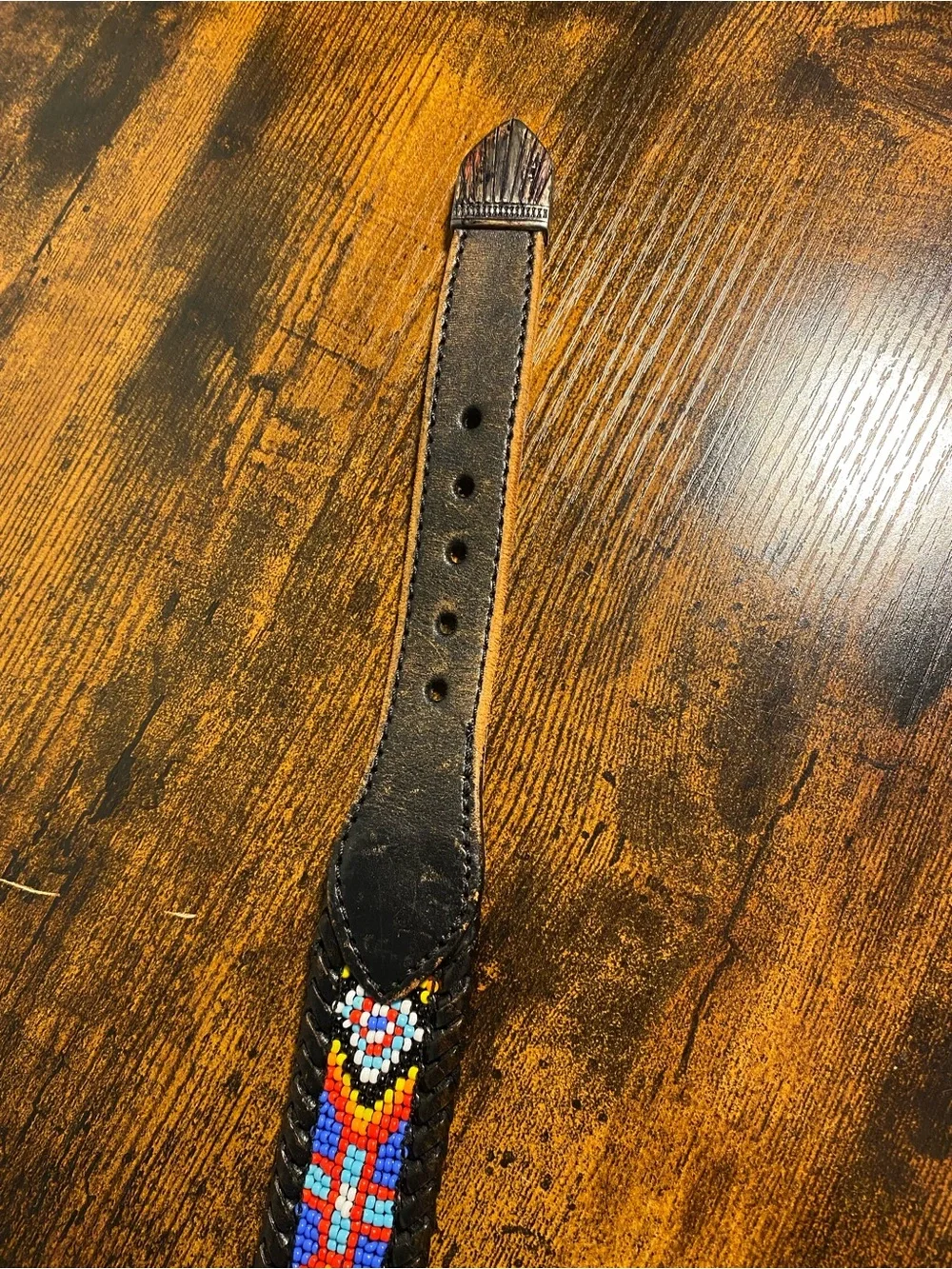 Beaded Leather Belt